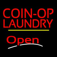 Coin Op Laundry Open Yellow Line Neonkyltti
