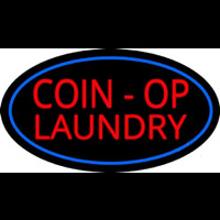 Coin Op Laundry Oval Blue Neonkyltti