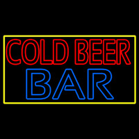 Cold Beer Bar With Yellow Border Neonkyltti