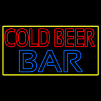 Cold Beer Bar With Yellow Border Neonkyltti