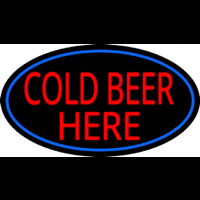 Cold Beer Here With Blue Border Neonkyltti