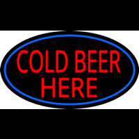 Cold Beer Here With Blue Border Neonkyltti