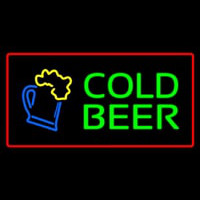 Cold Beer with Red Border Neonkyltti
