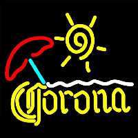 Corona Beach Sun Umbrella On Sand Beer Sign Neonkyltti
