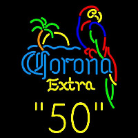 Corona E tra Parrot with Palm 50 Beer Sign Neonkyltti