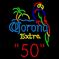 Corona E tra Parrot with Palm 50 Beer Sign Neonkyltti