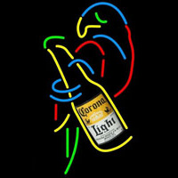Corona Light Bottle Parrot Beer Sign Neonkyltti