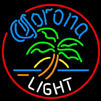 Corona Light Circle Palm Tree Beer Sign Neonkyltti