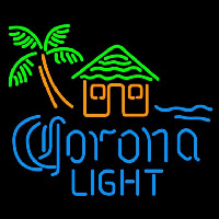 Corona Light Tiki Hut w Palm Tree Beer Sign Neonkyltti