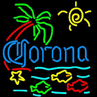 Corona Tropical Fish w Palm Tree Beer Sign Neonkyltti