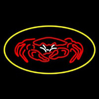 Crab Seafood Logo Oval Yellow Neonkyltti