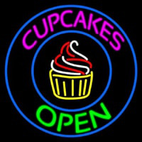 Cupcakes Open With Circle Neonkyltti