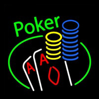 Cursive Green Poker Neonkyltti