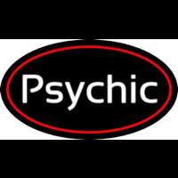 Cursive White Psychic Red Border Neonkyltti