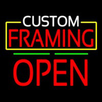 Custom Framing Open Green Line Neonkyltti