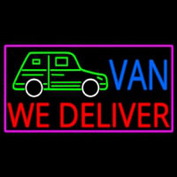 Custom We Deliver Van With Pink Border Neonkyltti