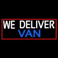 Custom We Deliver Van With Red Border Neonkyltti