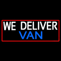 Custom We Deliver Van With Red Border Neonkyltti