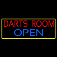 Darts Room Open With Yellow Border Neonkyltti
