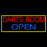 Darts Room Open With Yellow Border Neonkyltti