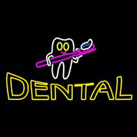Dental With Tooth And Brush Logo Neonkyltti