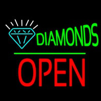 Diamonds Logo Block Open Green Line Neonkyltti