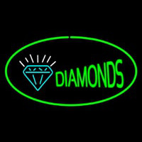 Diamonds Logo Green Oval Neonkyltti