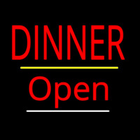 Dinner Open Yellow Line Neonkyltti