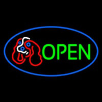 Dog Logo Open Blue Oval Neonkyltti