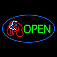 Dog Logo Open Blue Oval Neonkyltti