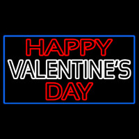 Double Stroke Happy Valentines Day With Blue Border Neonkyltti