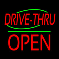 Drive Thru Block Open Green Line Neonkyltti