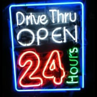 Drive Thru Open 24 Hours Noneon Sign Neonkyltti