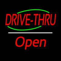 Drive Thru Open White Line Neonkyltti