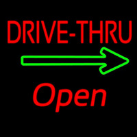 Drive Thru Open With Arrow Neonkyltti