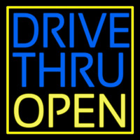 Drive Thru Open With Yellow Border Neonkyltti