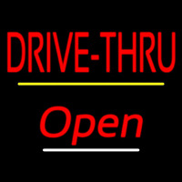 Drive Thru Open Yellow Line Neonkyltti