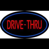 Drive Thru Oval Blue Neonkyltti