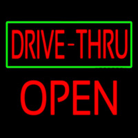Drive Thru With Green Border Open Neonkyltti