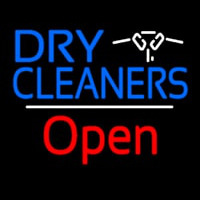 Dry Cleaners Logo Open White Line Neonkyltti