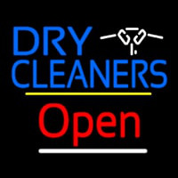 Dry Cleaners Logo Open Yellow Line Neonkyltti