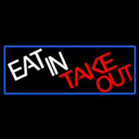 Eat In Take Out With Red Border Neonkyltti