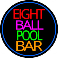 Eight Ball Pool Bar Oval With Blue Border Neonkyltti