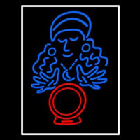 Fortune Teller Lady Crystal White Border Neonkyltti