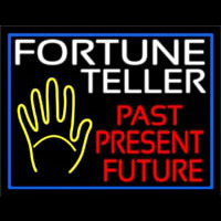 Fortune Teller Past Present Future Blue Border Neonkyltti