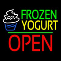 Frozen Yogurt Block Open Green Line Neonkyltti