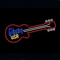 Gibson Usa Guitar Olut Baari Avoinna Neonkyltti