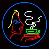 Girl Logo With Hot Coffee Neonkyltti