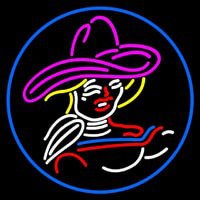 Girl With A Hat Neonkyltti