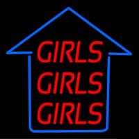 Girls Girls Girls Blue Arrow Neonkyltti